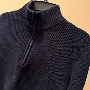 Calvin Klein Men’s Ribbed Cotton Quarter Zip Sweater Black XL SW 44
